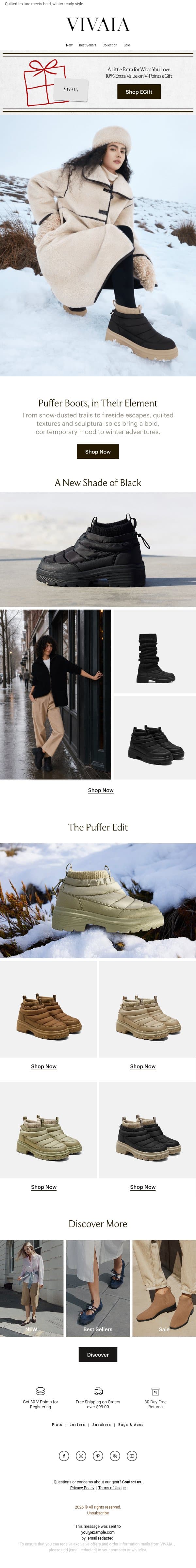 Launch Alert 🚀: New Shades of Puffer Boots email from VIVAIA screenshot