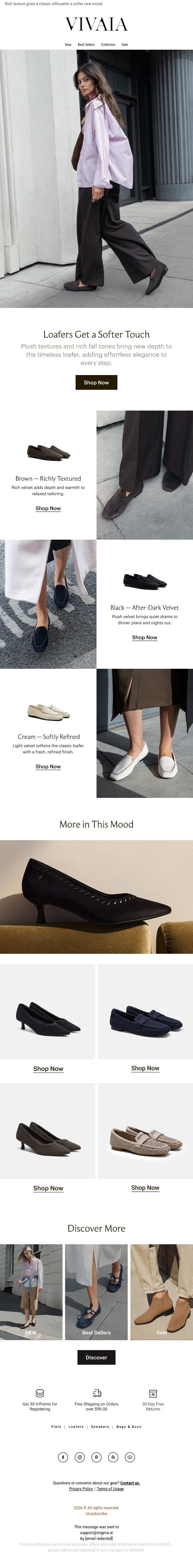 Meet the Loafer's New Texture: Velvet email from VIVAIA screenshot
