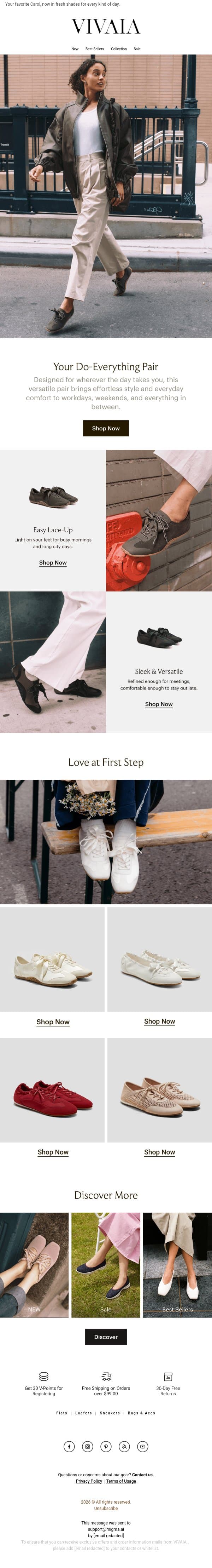 NEW Sneakerina: Walk Farther. Feel Lighter✨ email from VIVAIA screenshot