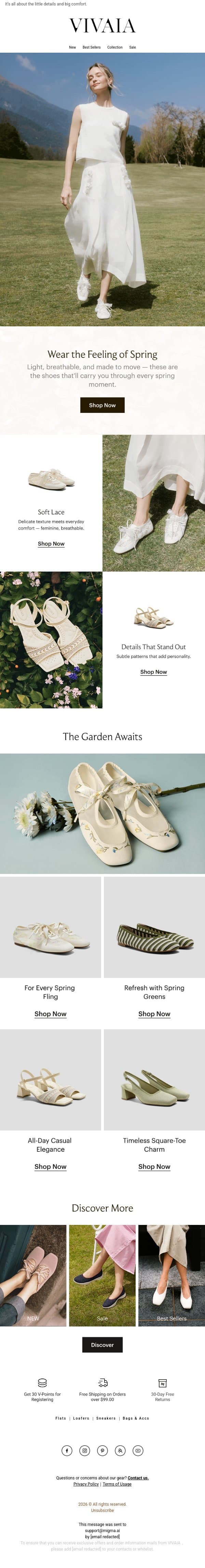 Just Dropped: Statement Lace Sneakers email from VIVAIA screenshot