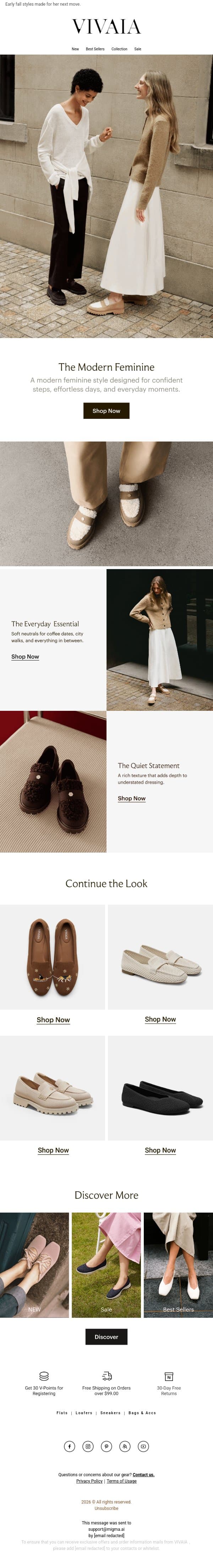 First Look: The New Feminine email from VIVAIA screenshot