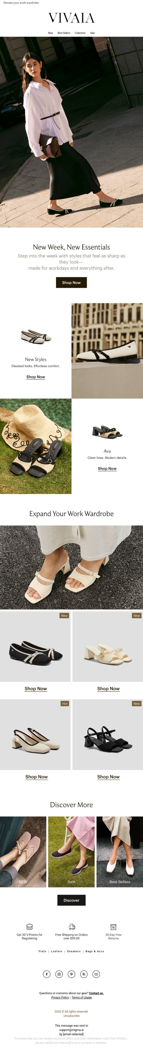 Polished, Professional & Brand New email from VIVAIA screenshot