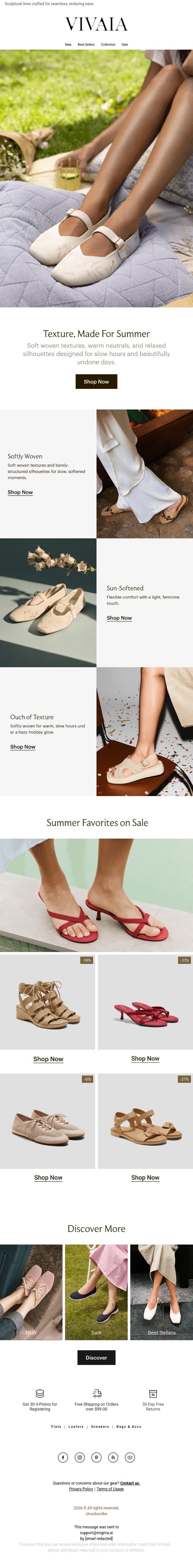 Woven to Breathe. Summer Sale Inside. ☀ email from VIVAIA screenshot