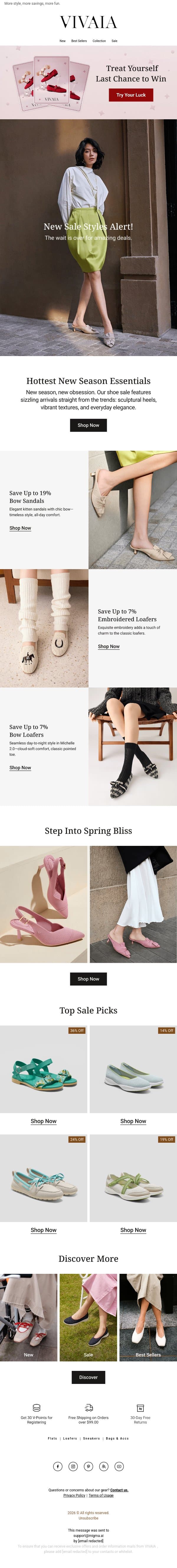 New Sale Shoes Dropped TODAY! email from VIVAIA screenshot