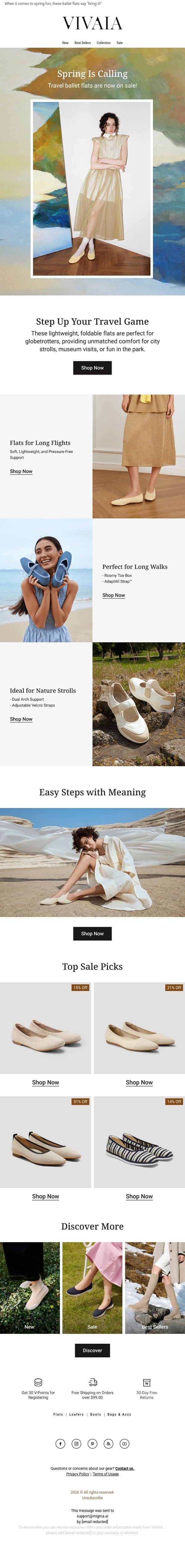 Top Sale Picks for Spring Travel email from VIVAIA screenshot