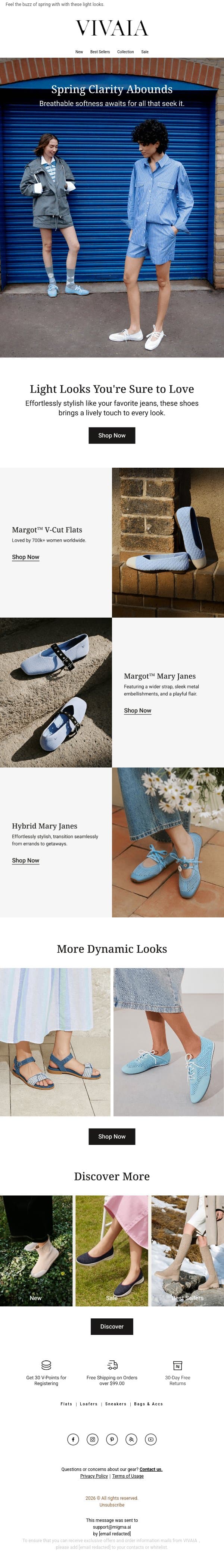Color Trend: The Return of Cool Blue email from VIVAIA screenshot