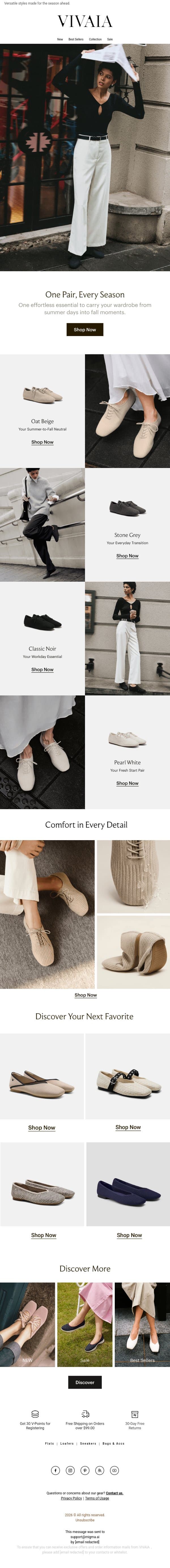 Closet Refresh: The Seasonless Pair email from VIVAIA screenshot