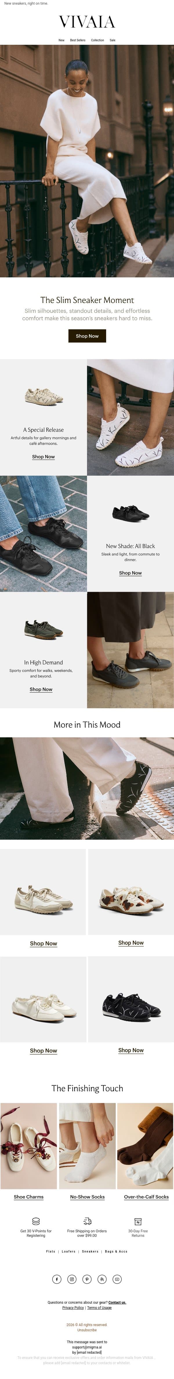 The Season's Best, in Sneakers 👟 email from VIVAIA screenshot