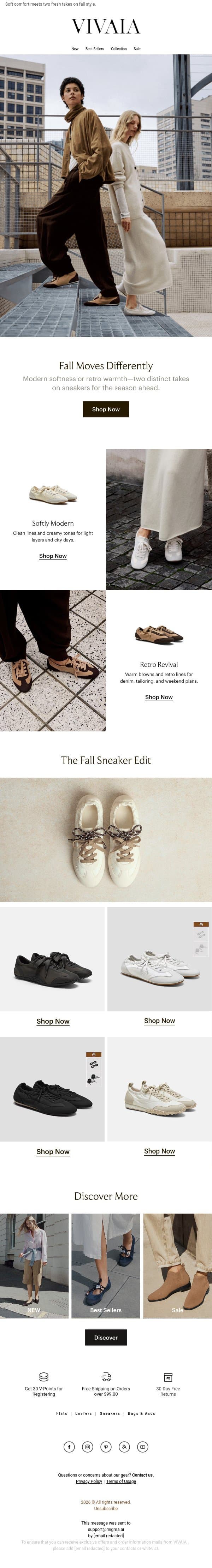 Just Landed: Your Softest Step Into Fall 👟 email from VIVAIA screenshot