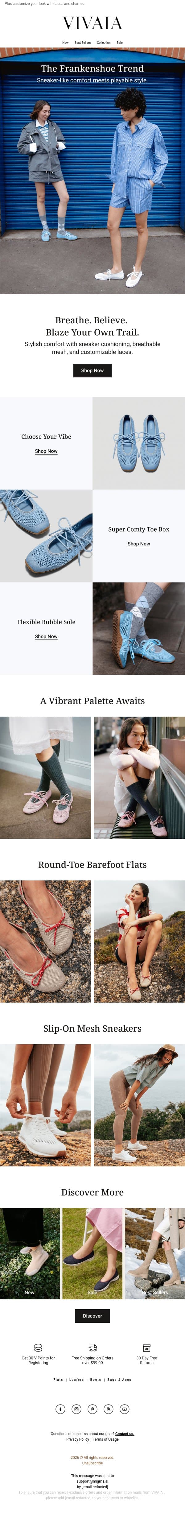 The Hybrid Hit You Need: Flats Meet Sneakers email from VIVAIA screenshot