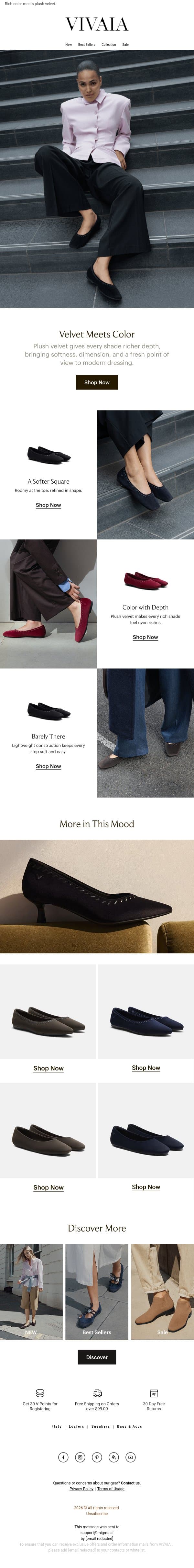 New Style: Velvet Meets Color email from VIVAIA screenshot