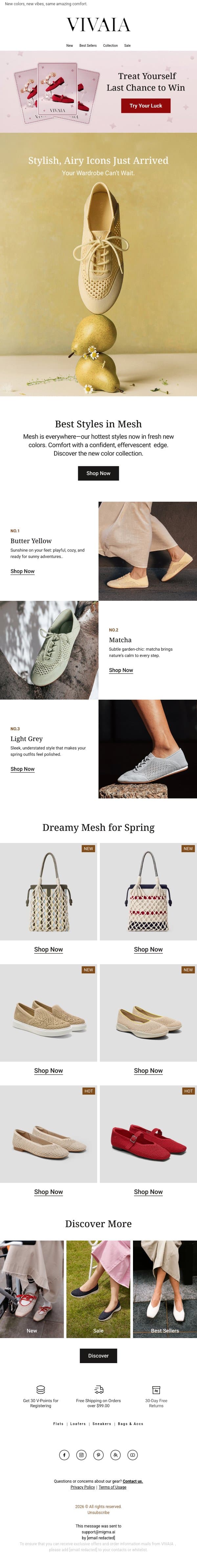 Stay Fresh: Mesh Drop 🔥 email from VIVAIA screenshot