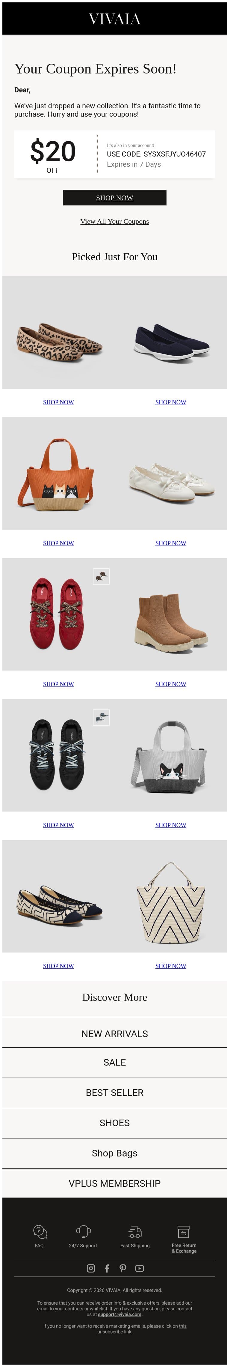 Hurry, Your Coupon is Expiring Soon! email from VIVAIA screenshot