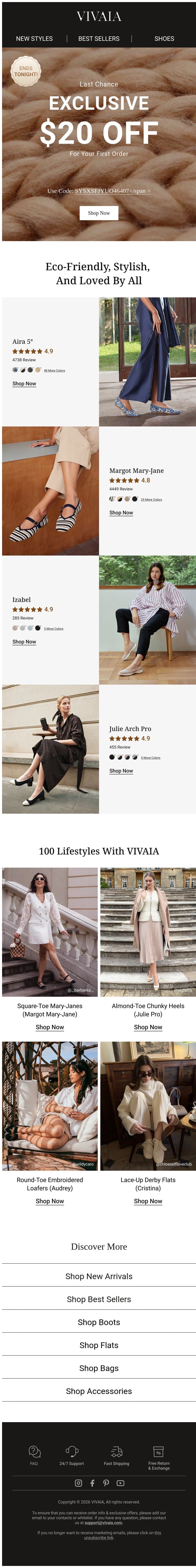 Save Big: Take Your Exclusive Offer! email from VIVAIA screenshot