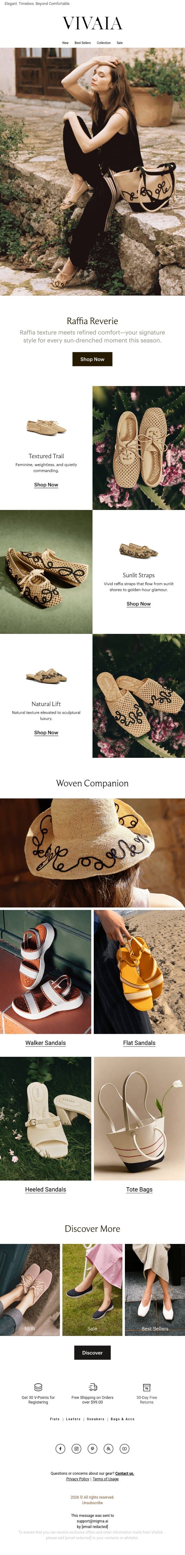 New In: Your Raffia Favorites email from VIVAIA screenshot