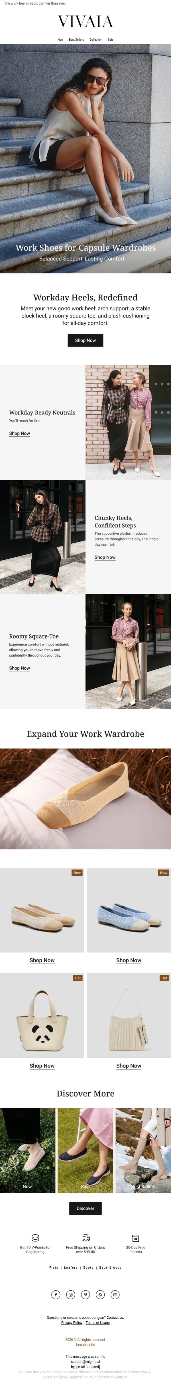 Essential Comfortable Workday Shoes email from VIVAIA screenshot