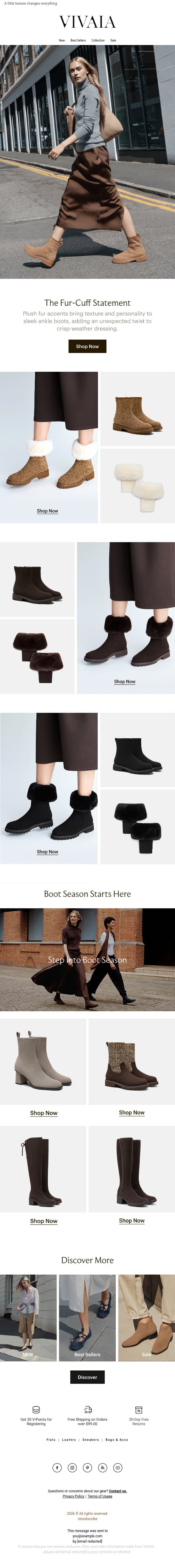 The Flirtiest Boots Have Arrived 🤎 email from VIVAIA screenshot
