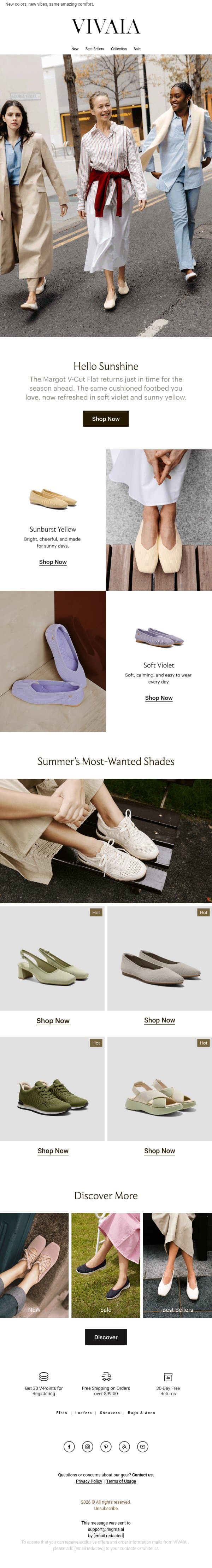 New Drop: Summer Colors 💛💜 email from VIVAIA screenshot