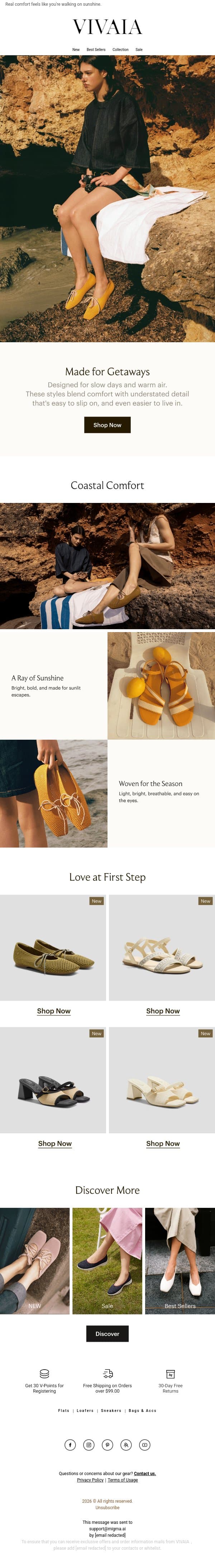 Just Landed: Made for Getaways email from VIVAIA screenshot