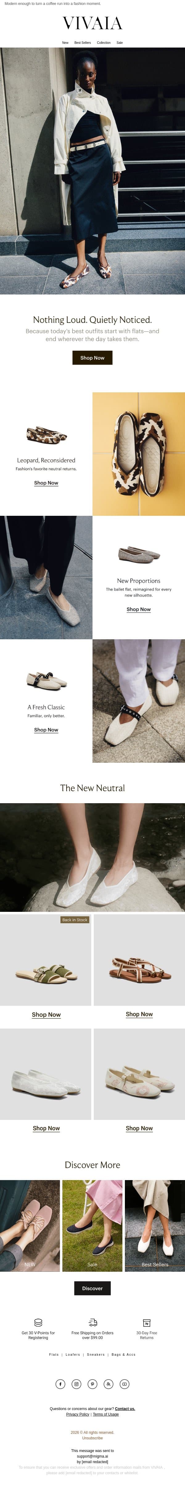 Just Landed: A Different Kind of Flat. email from VIVAIA screenshot