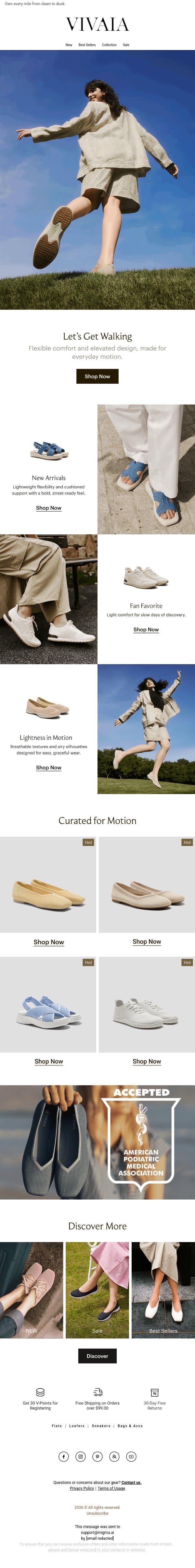 New shoes. Next-level comfort. email from VIVAIA screenshot