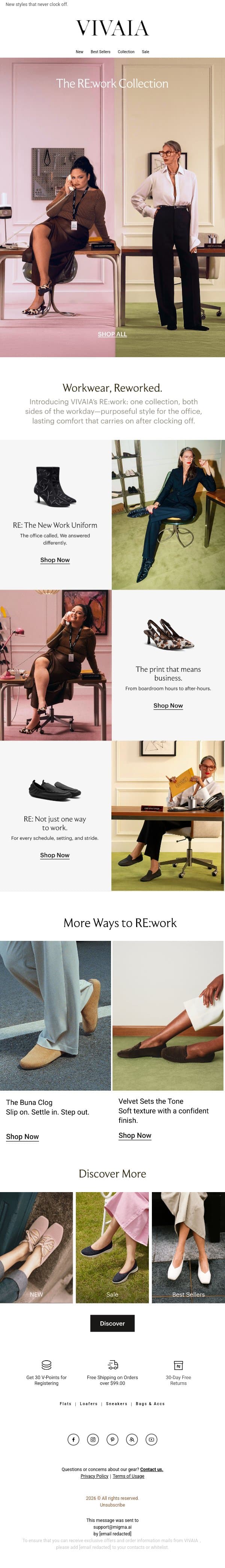 Introducing RE | Your Work Shoes Just Got Promoted email from VIVAIA screenshot