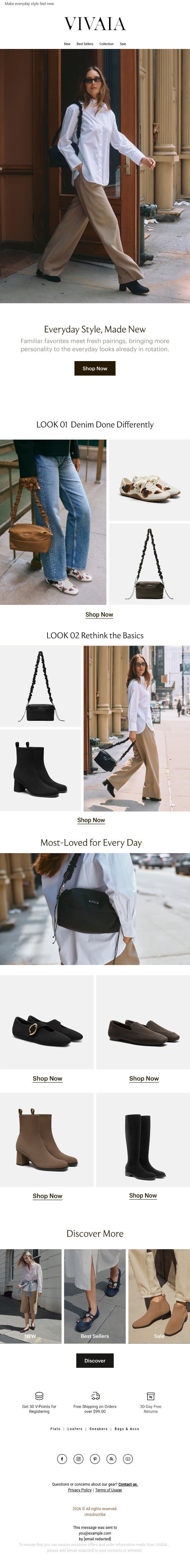 Everyday Style Feels Different email from VIVAIA screenshot