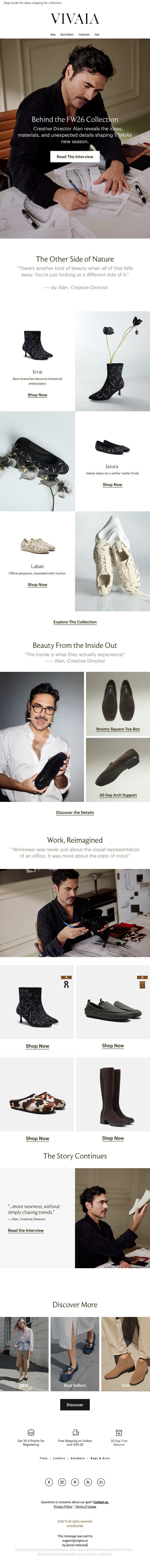 The Story Behind FW26 email from VIVAIA screenshot
