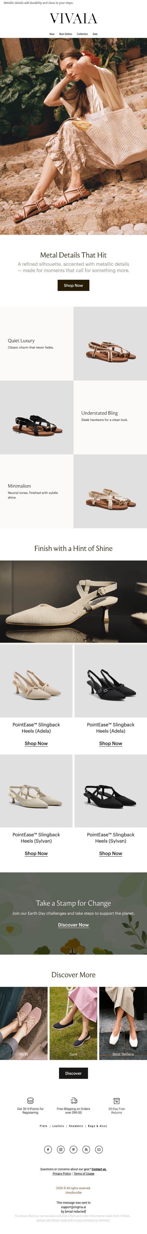 New In: Jewelry for Your Feet email from VIVAIA screenshot