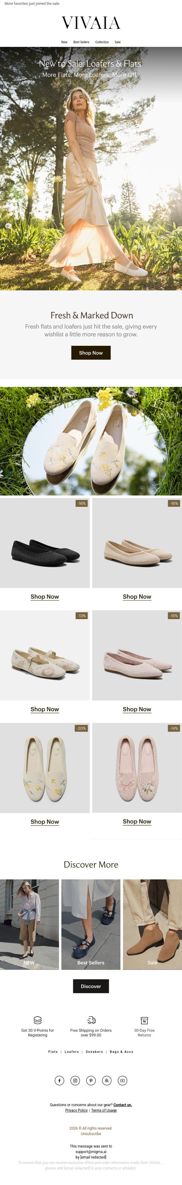 SALE Update: Flats & Loafers Just Added email from VIVAIA screenshot