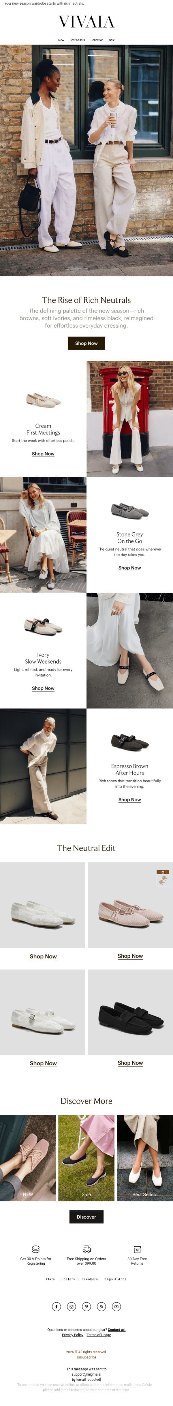 Rich Neutrals for the New Routine. email from VIVAIA screenshot