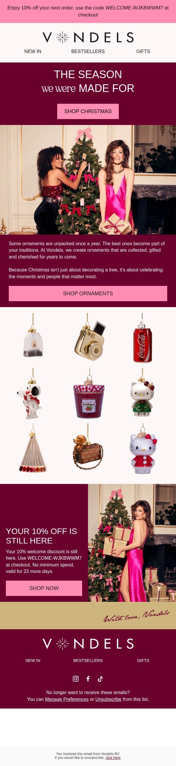 The season we were made for 🎄 email from Vondels screenshot