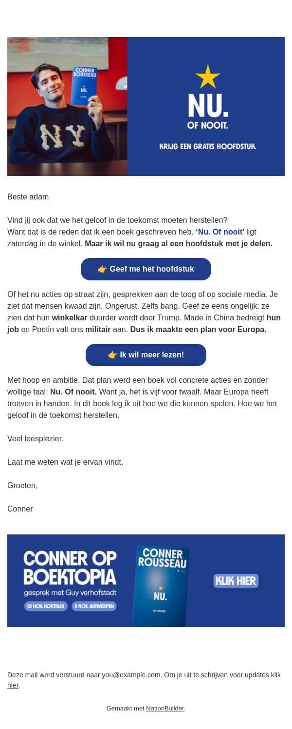 Krijg een hoofdstuk uit mijn nieuw boek email from Vooruit screenshot