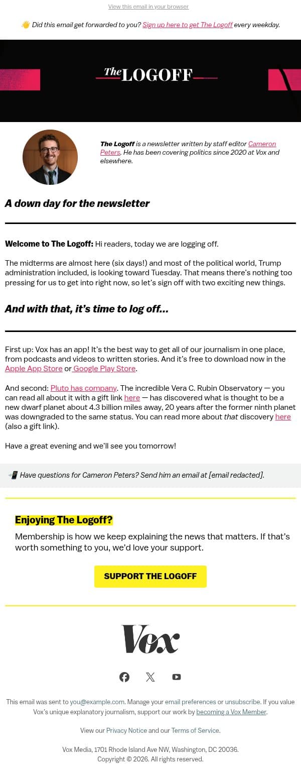 Log off and download your new favorite app email from Vox screenshot