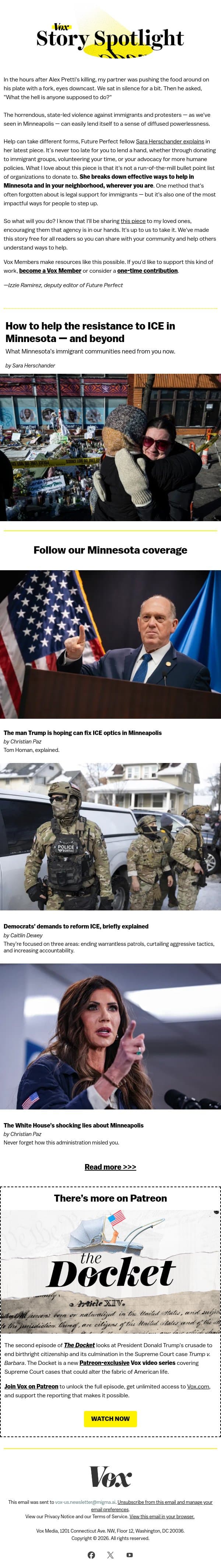 How to help the resistance to ICE in Minnesota — and beyond email from Vox screenshot