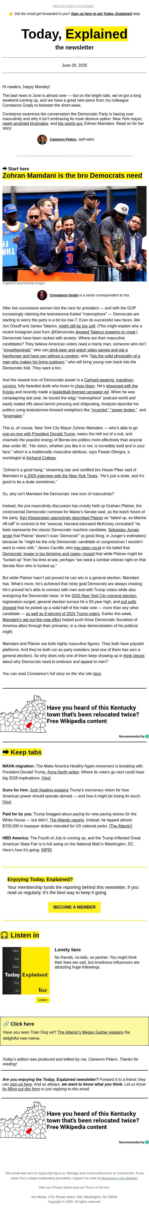Zohran Mamdani is the bro Democrats need email from Vox screenshot
