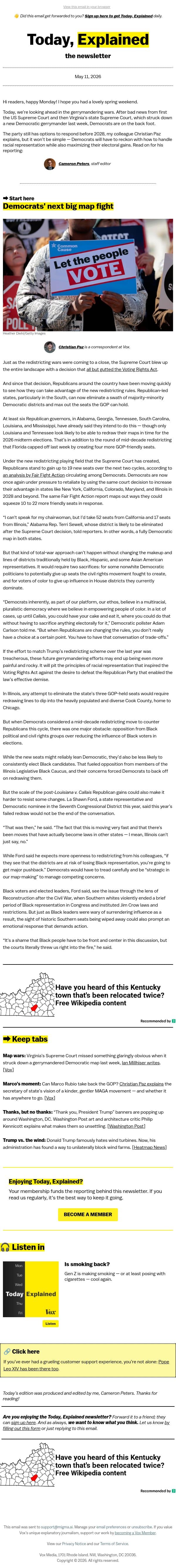 Democrats' next big map fight email from Vox screenshot