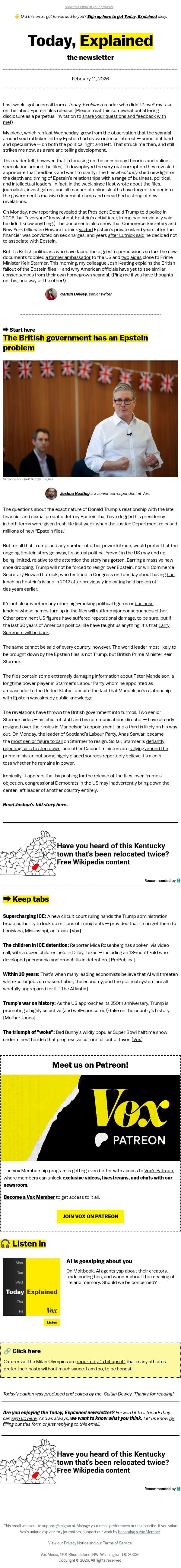 The fallout from the Epstein files email from Vox screenshot