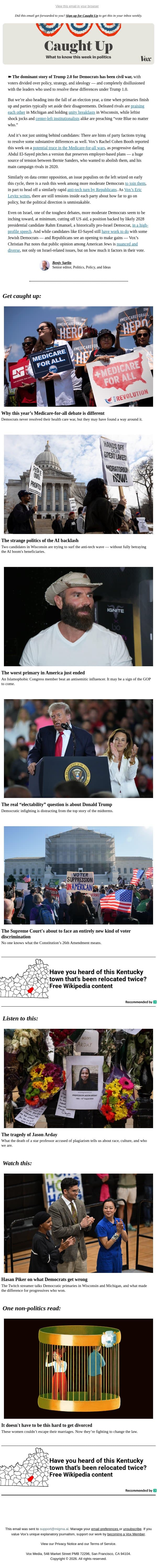 Democrats in...array? email from Vox screenshot