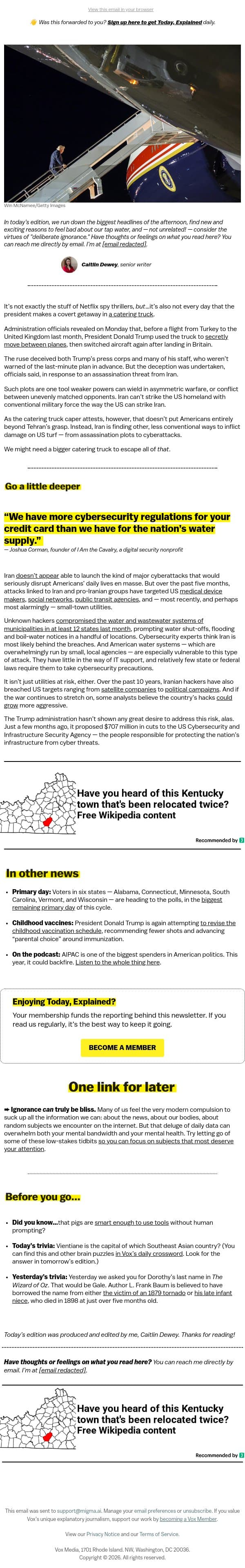 Trump's catering truck caper email from Vox screenshot