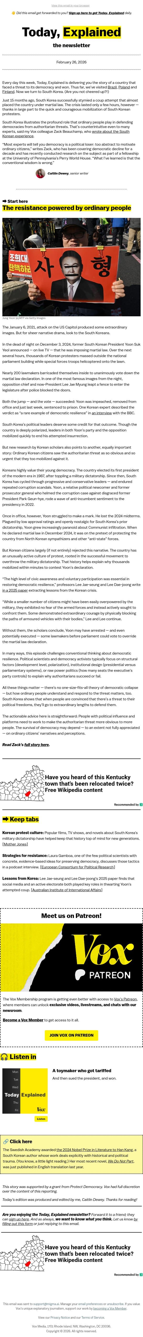 The good news about democracy that everyone ignores email from Vox screenshot