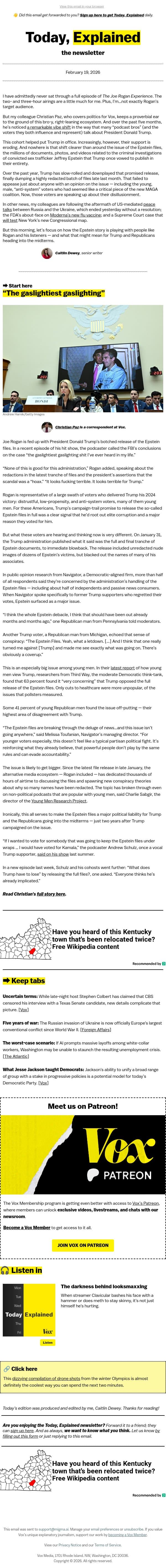 A scandal Trump can't shake email from Vox screenshot
