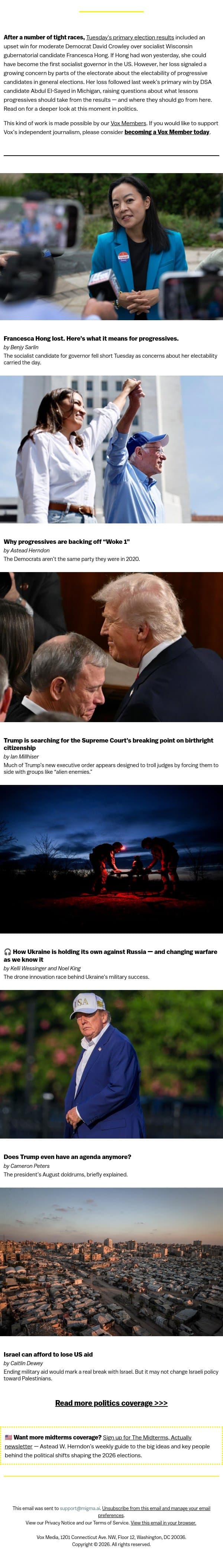 What's next for progressives in the midterms email from Vox screenshot