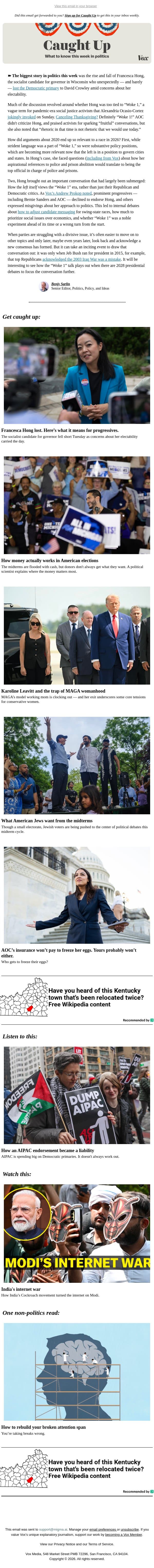 The left debates "Woke 1" email from Vox screenshot