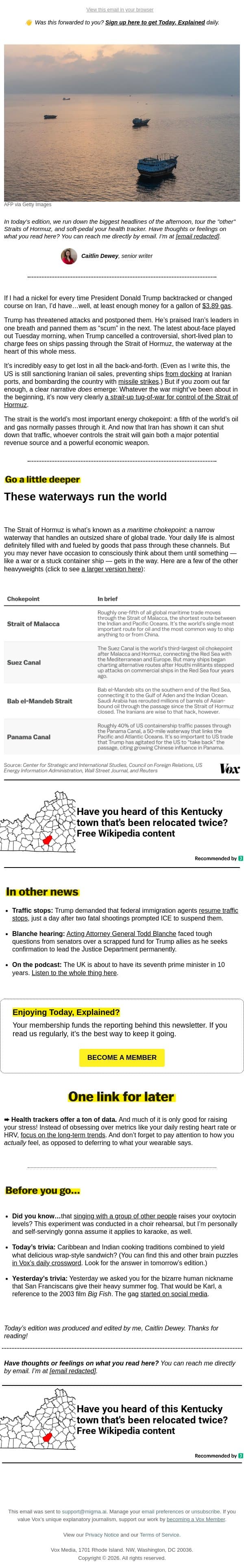 The next Strait of Hormuz email from Vox screenshot
