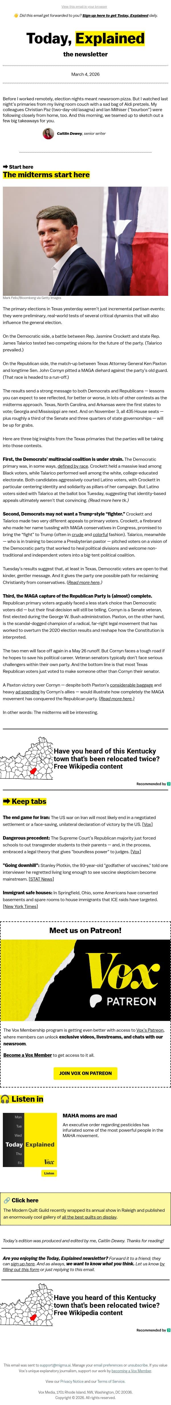 What Democrats learned in Texas email from Vox screenshot