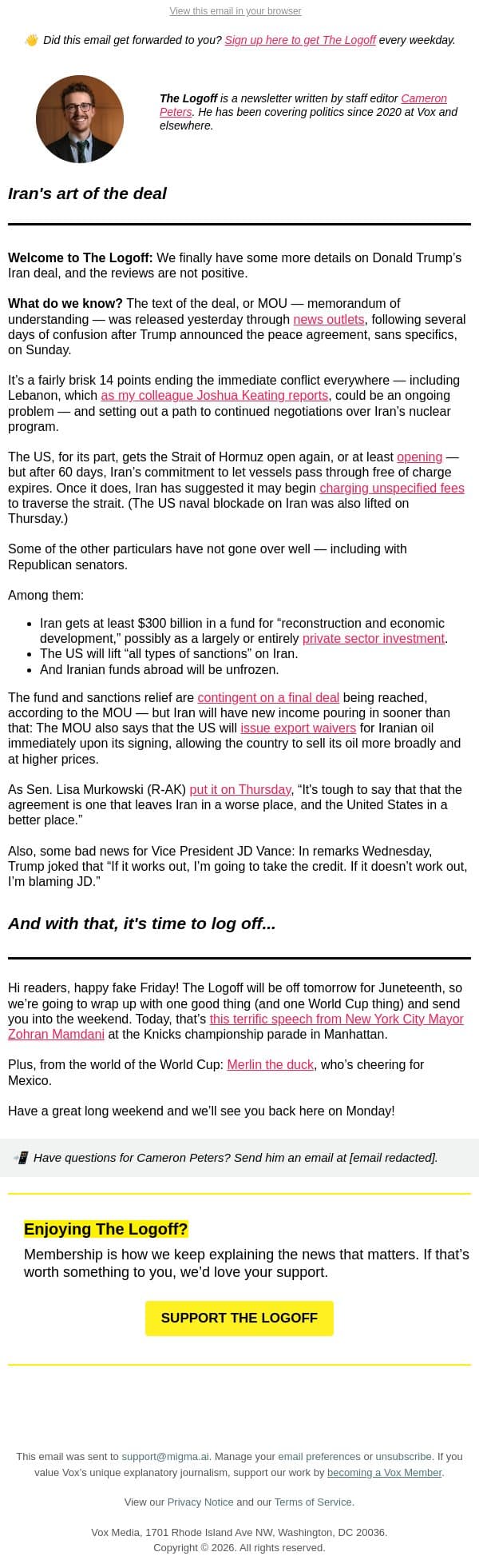 Iran's art of the deal email from Vox screenshot