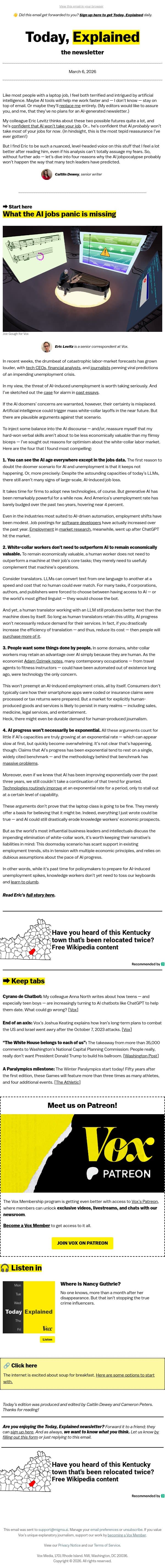 The AI doom case has some holes email from Vox screenshot