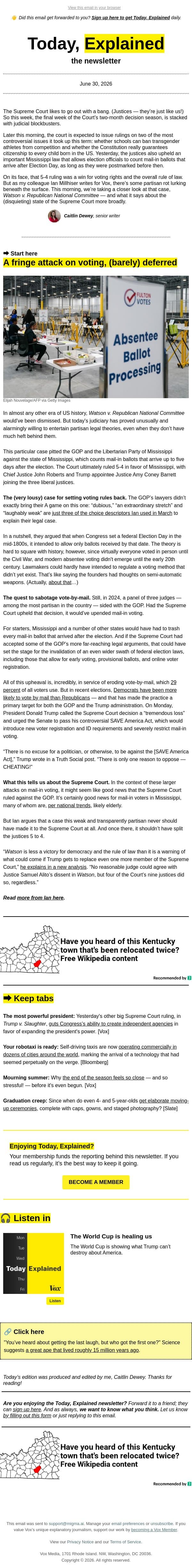 The Supreme Court’s final sprint email from Vox screenshot
