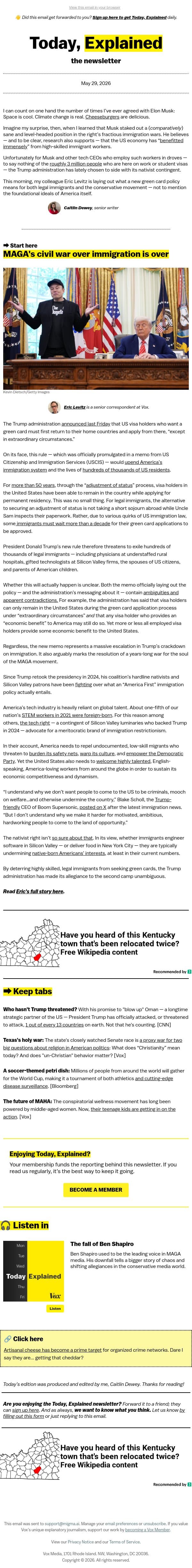 Even legal immigrants aren't safe from Trump email from Vox screenshot